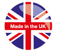 A
Union Jack flag with made in the UK written on it